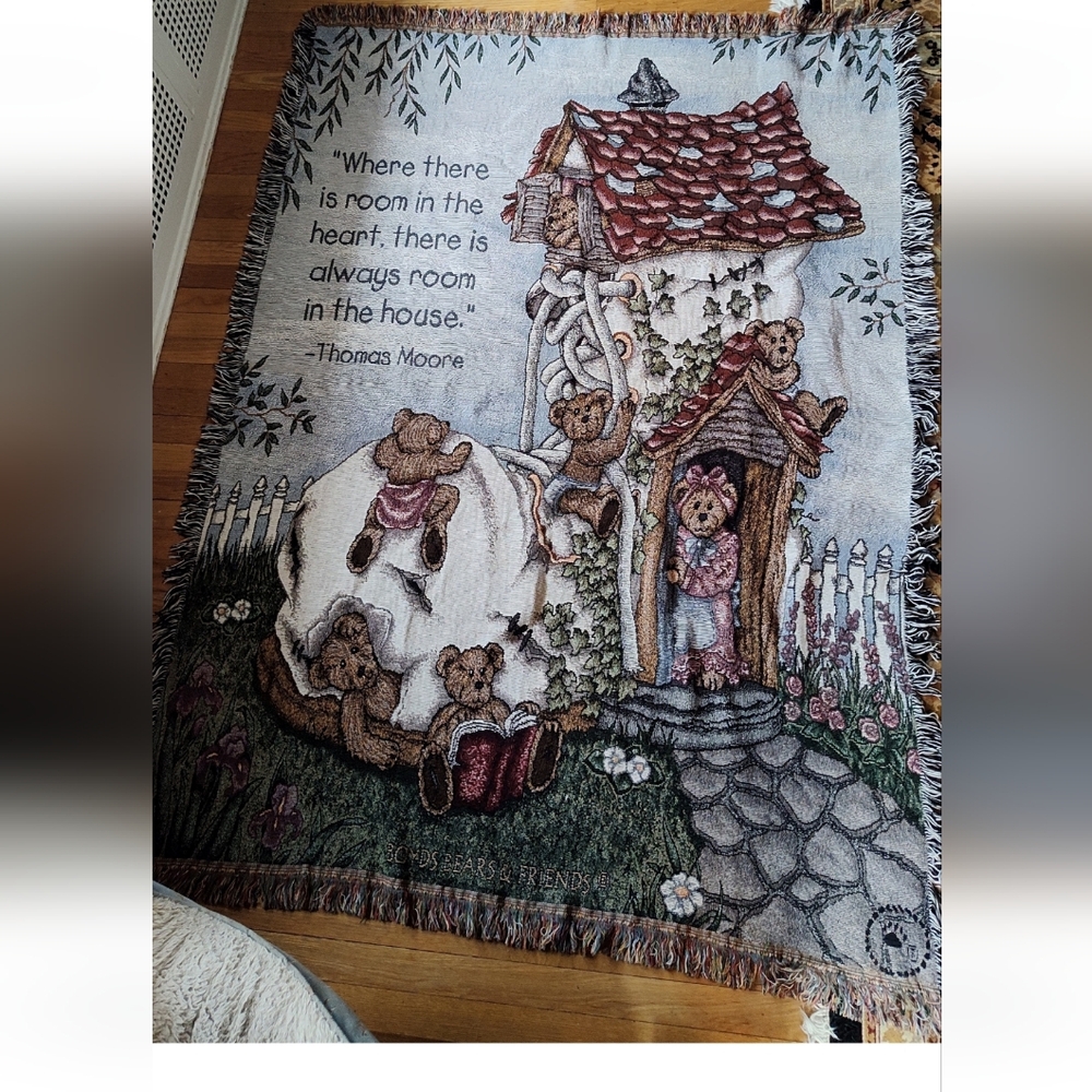 Boyds Bear Fringed Blanket Throw 58x60 New Without Tags